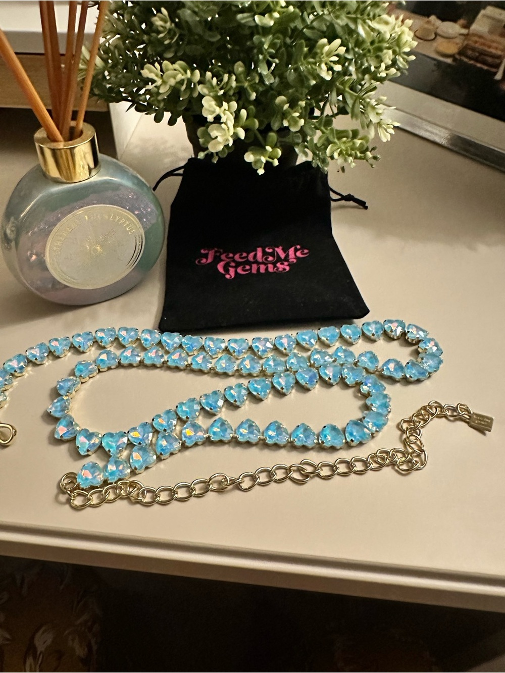 NEW Feed Me Gems Blue Opal Sweetheart Reverie Necklace